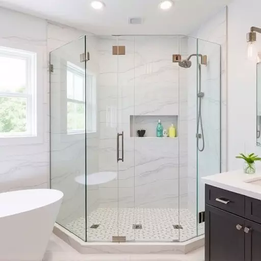 custom glass for modern bathrooms lake Orion Michigan,frameless shower doors,glass shower enclosures