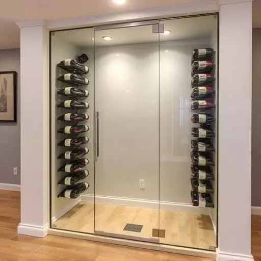 frameless glass wine enclosures toledo,custom wine storage solutions,frameless glass wine racks