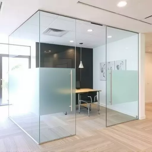 frameless office glass walls lake Orion Michigan,frameless glass partitions,modern office design with glass walls