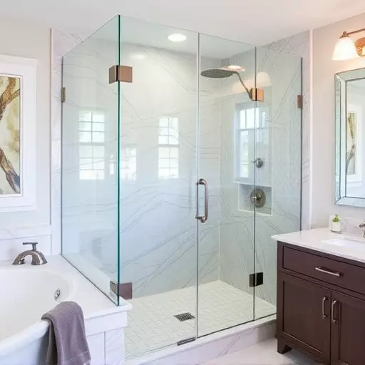 custom glass for modern bathrooms lake Orion Michigan,frameless shower doors,glass shower enclosures