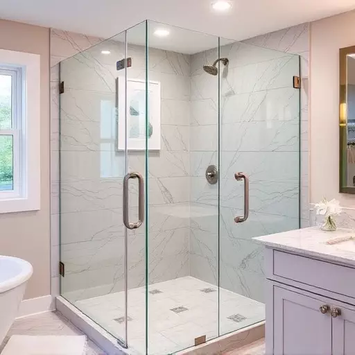 custom glass for modern bathrooms lake Orion Michigan,frameless shower doors,glass shower enclosures