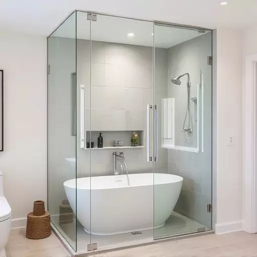 Frameless glass for minimalist interiors Troy MI,Frameless enclosures with color-tinted options
