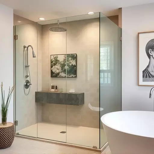 Frameless glass for minimalist interiors Troy MI,Frameless enclosures with color-tinted options