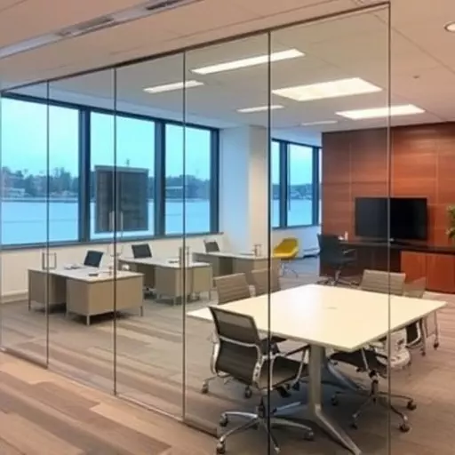 frameless office glass walls lake Orion Michigan,frameless glass partitions,modern office design with glass walls