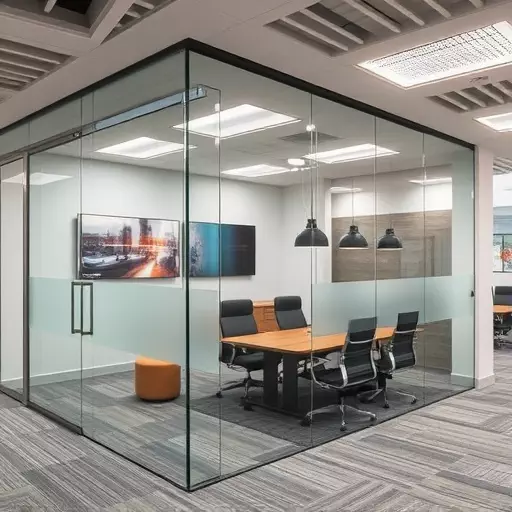 frameless office glass walls lake Orion Michigan,frameless glass partitions,modern office design with glass walls