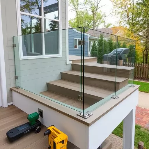 modern glass railings installation lake Orion Michigan,modern glass railings installation guide,tools needed for glass railing installation